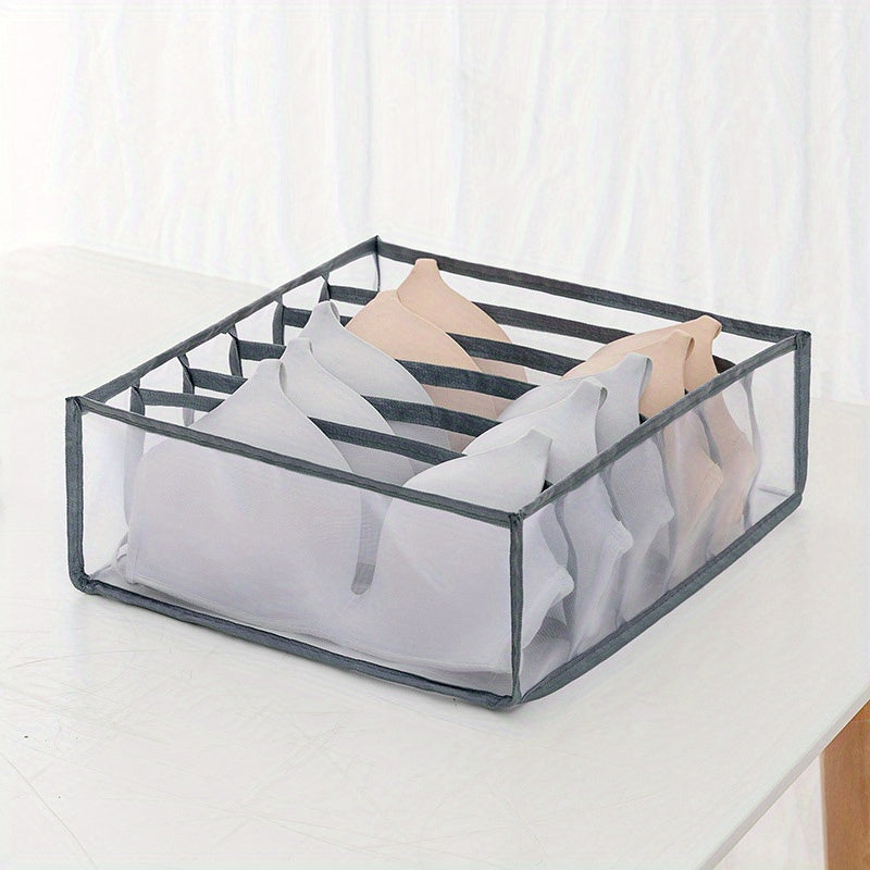 6-Compartment Bra & Underwear Organizer - Foldable Drawer Divider for Closet Storage
