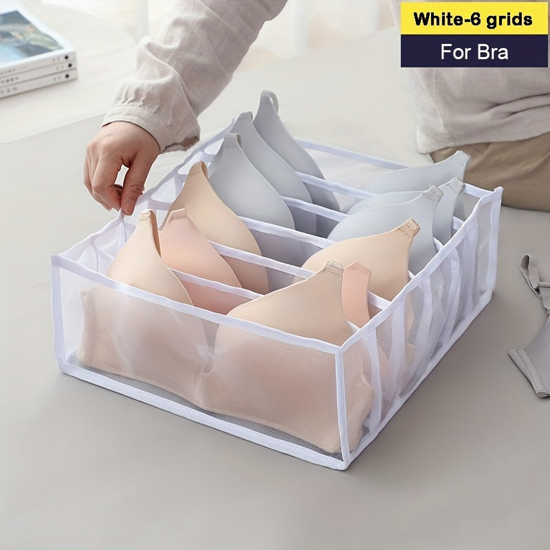 6-Compartment Bra & Underwear Organizer - Foldable Drawer Divider for Closet Storage