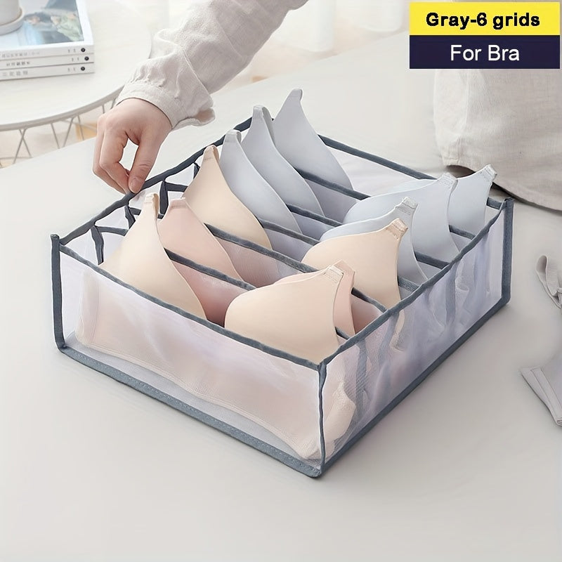 6-Compartment Bra & Underwear Organizer - Foldable Drawer Divider for Closet Storage