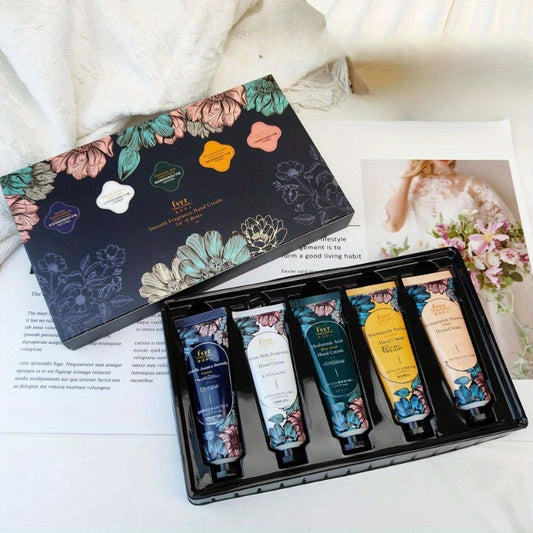 5pcs Elegant Floral Fragrance Hand Cream Gift Set - Moisturizing & Nourishing, Alcohol-Free with Glycerin for All Skin Types