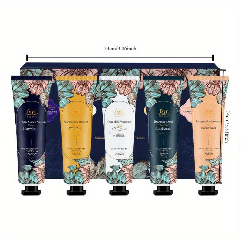 5pcs Elegant Floral Fragrance Hand Cream Gift Set - Moisturizing & Nourishing, Alcohol-Free with Glycerin for All Skin Types