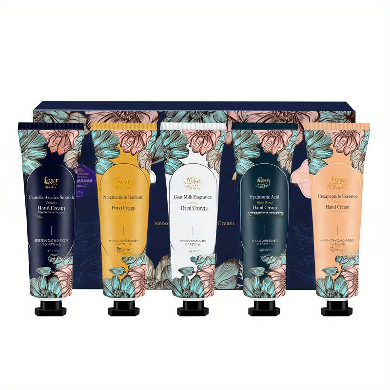 5pcs Elegant Floral Fragrance Hand Cream Gift Set - Moisturizing & Nourishing, Alcohol-Free with Glycerin for All Skin Types