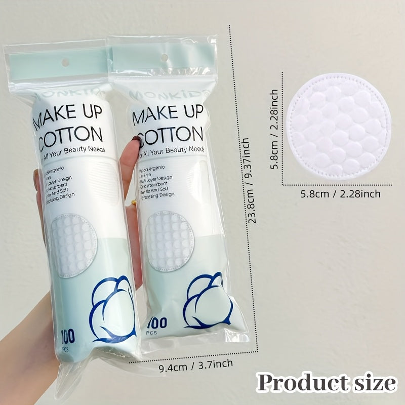 100pcs Soft and Breathable Round Makeup, Double-sided Texture Pad, for Daily Facial Cleansing and Makeup Removal