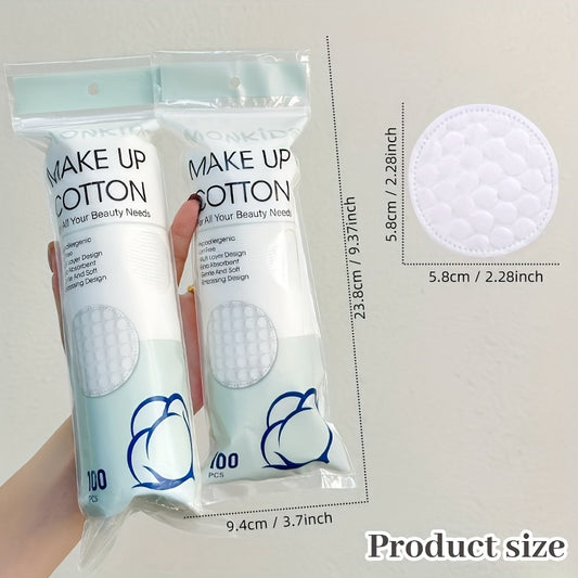 100pcs Soft and Breathable Round Makeup, Double-sided Texture Pad, for Daily Facial Cleansing and Makeup Removal