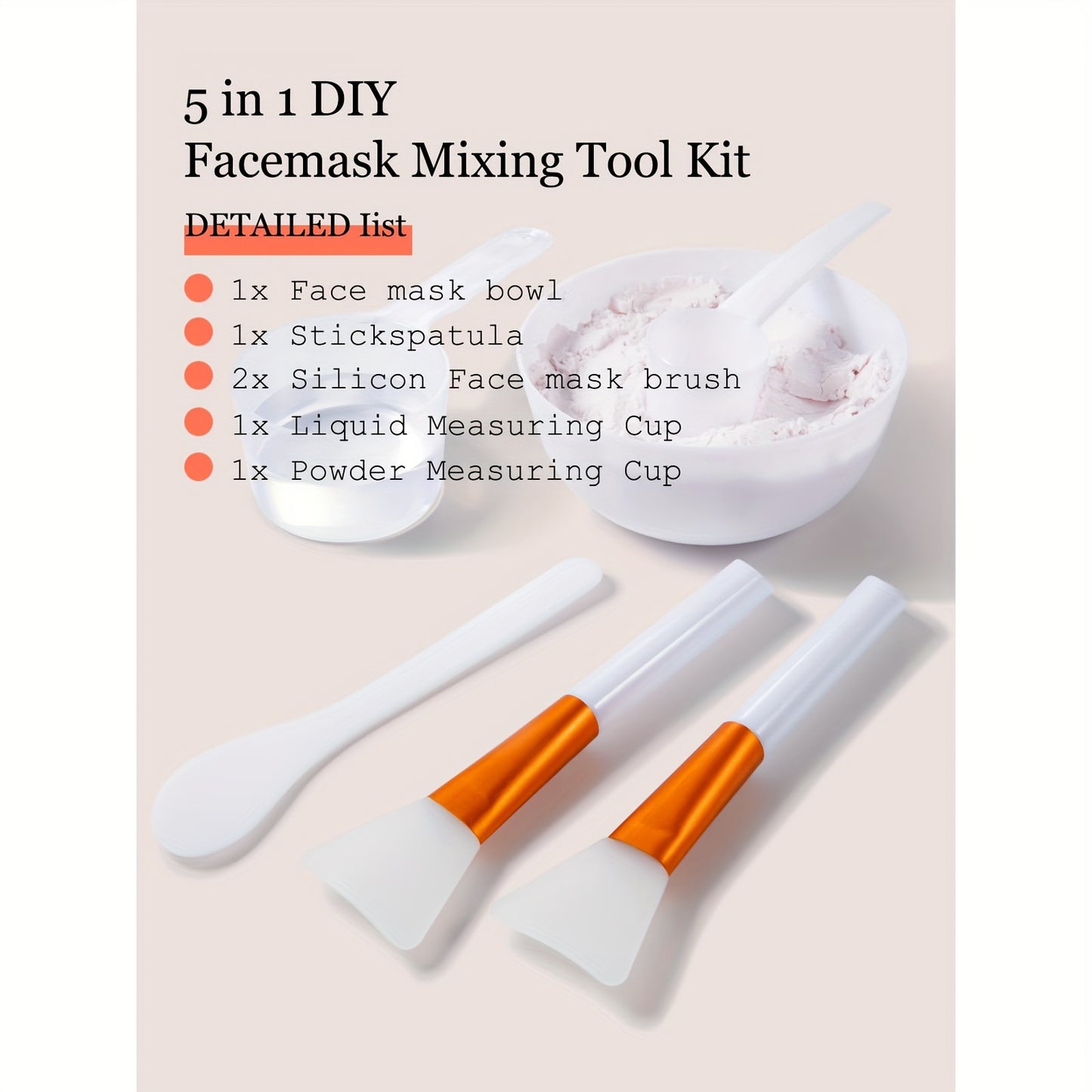 6in 1 Set, Face Mask Mixing Bowl Set, Flexible Facial Mud Mask Applicator Brush