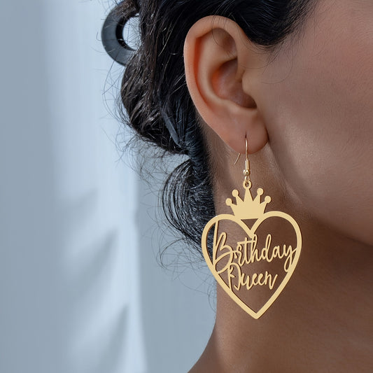 1 Pair Elegant Geometric Heart Crown Letter Drop Earring