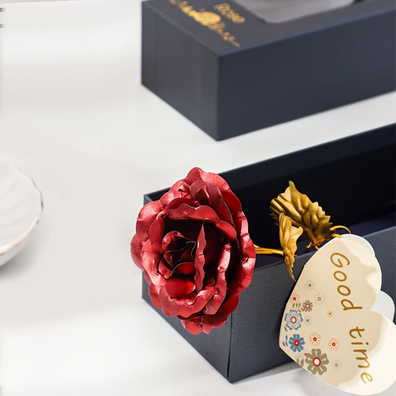 Red Foil Rose Gift Box