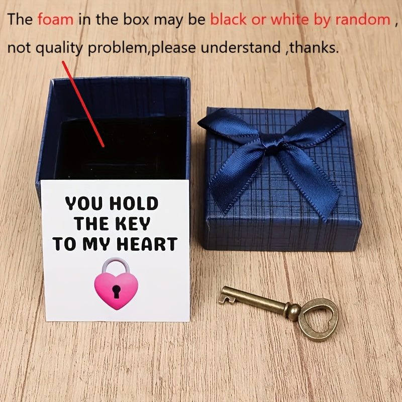 Charming Key-Themed Gift Box with 'You Hold The Key to My Heart' Message Card