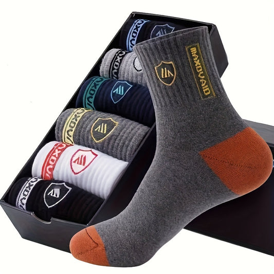 5 Pairs of Stylish Breathable Crew Socks for Men, Comfortable and Casual Soft Warm Socks for Winter and Autumn