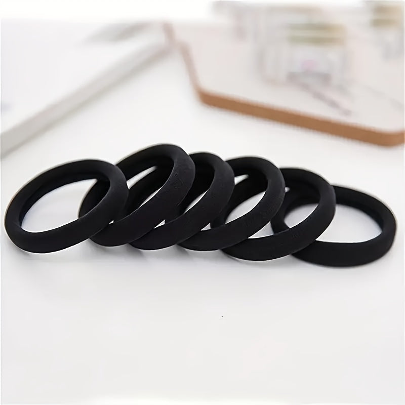 50pcs Adjustable Black Hair Ties for Women - High Elasticity