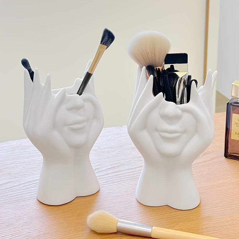 Creative Face Makeup Bucket, Portable PVC Makeup Brush Storage