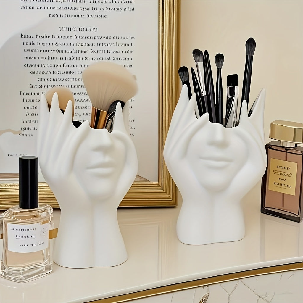 Creative Face Makeup Bucket, Portable PVC Makeup Brush Storage