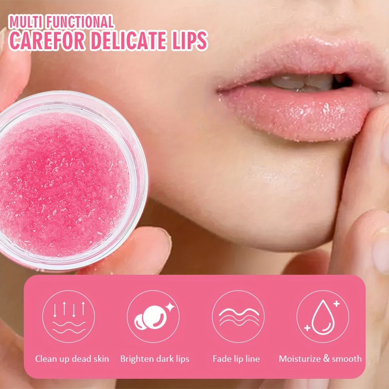 Raspberry Flavored Lip Scrub 30g With Squalene, Deep Hydration Nourishment, Long-Lasting Moisturizing