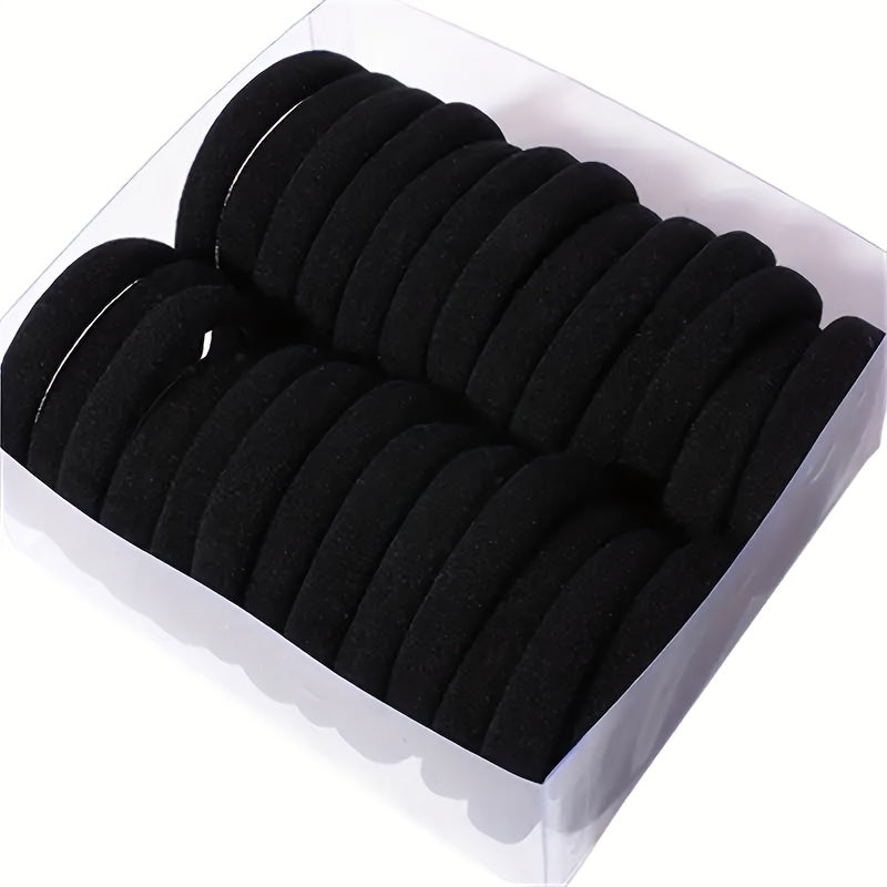 50pcs Adjustable Black Hair Ties for Women - High Elasticity
