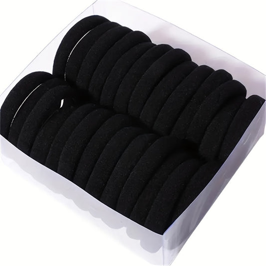 50pcs Adjustable Black Hair Ties for Women - High Elasticity