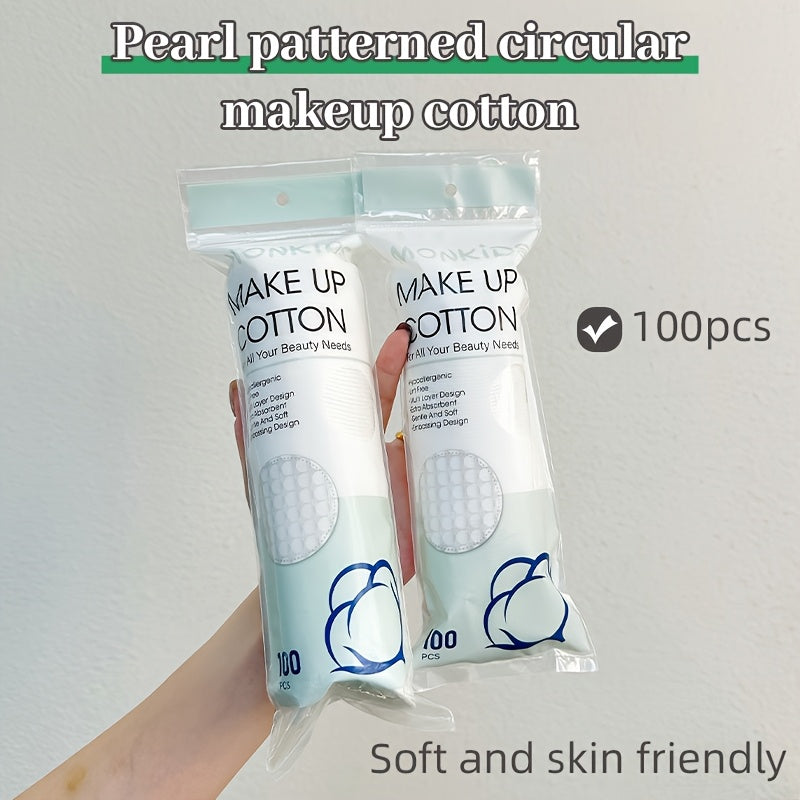 100pcs Soft and Breathable Round Makeup, Double-sided Texture Pad, for Daily Facial Cleansing and Makeup Removal