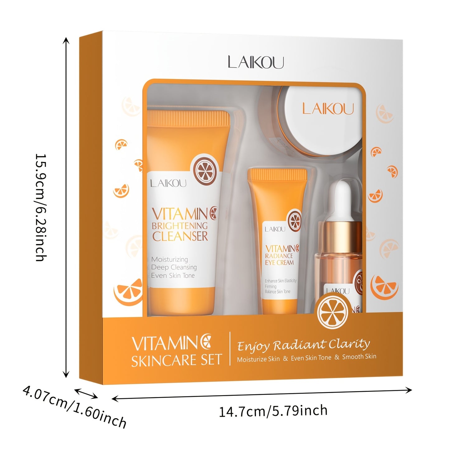 Vitamin C Skincare Gift Set - 4pcs Hydrating & Moisturizing Facial Care Kit with Hyaluronic Acid, Alcohol-Free for All Skin Types