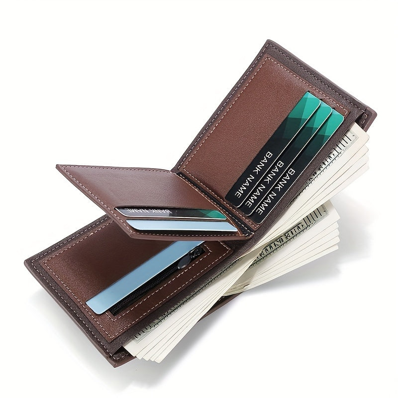 Men's New Fashion Wallet, Large Capacity Coin Purse, Multi Card Slot Card Case With Zipper