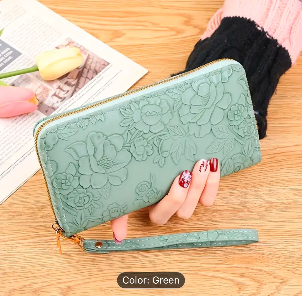 Classic Flower Pattern Minimalist Long Clutch Wallet