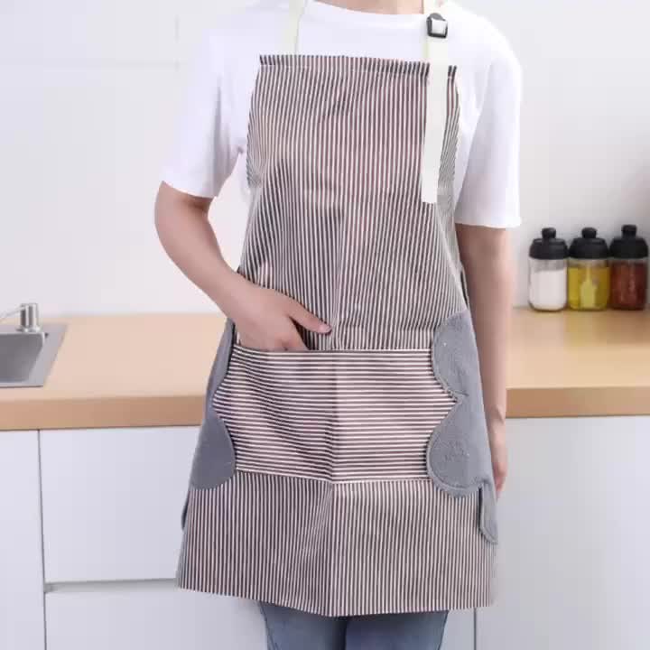 Multi-functional Kitchen Waterproof Wipe Striped Bandeau Apron Labor Protection