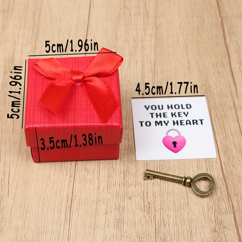 Charming Key-Themed Gift Box with 'You Hold The Key to My Heart' Message Card
