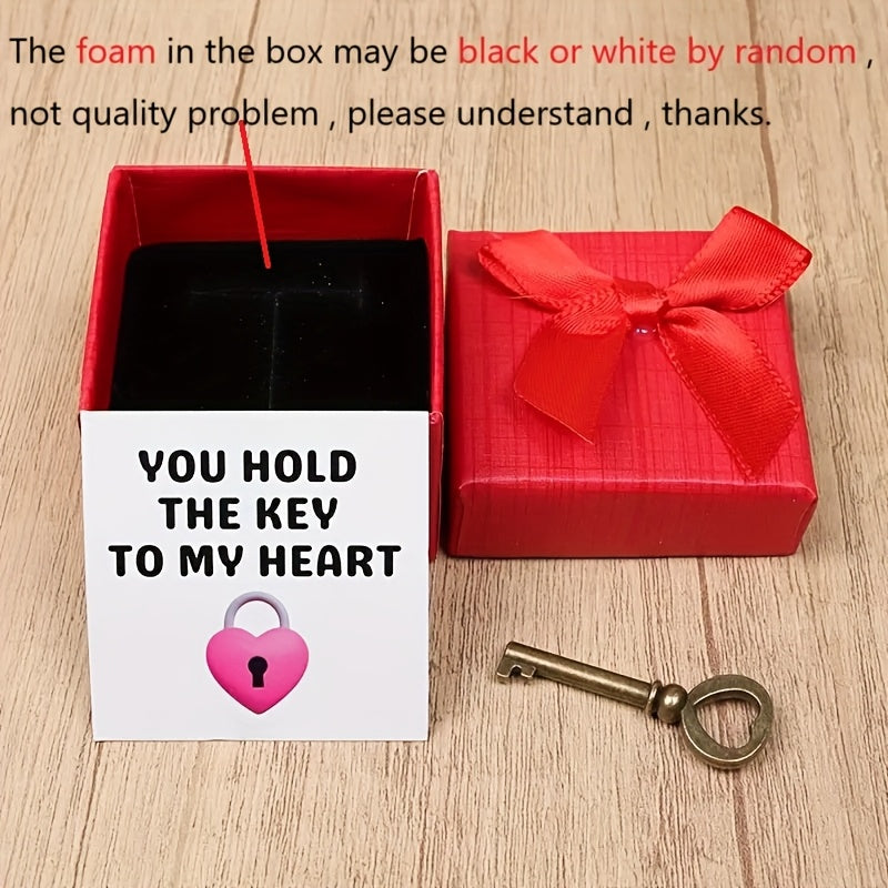 Charming Key-Themed Gift Box with 'You Hold The Key to My Heart' Message Card