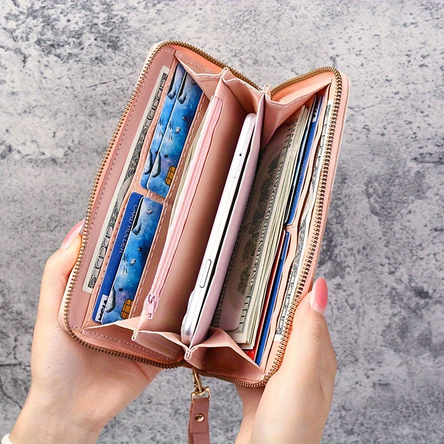 Women's Fashion Long Wallet, Korean Style Clutch Bag with Contrast Color Stitching