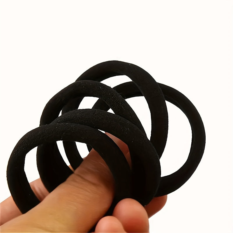 50pcs Adjustable Black Hair Ties for Women - High Elasticity