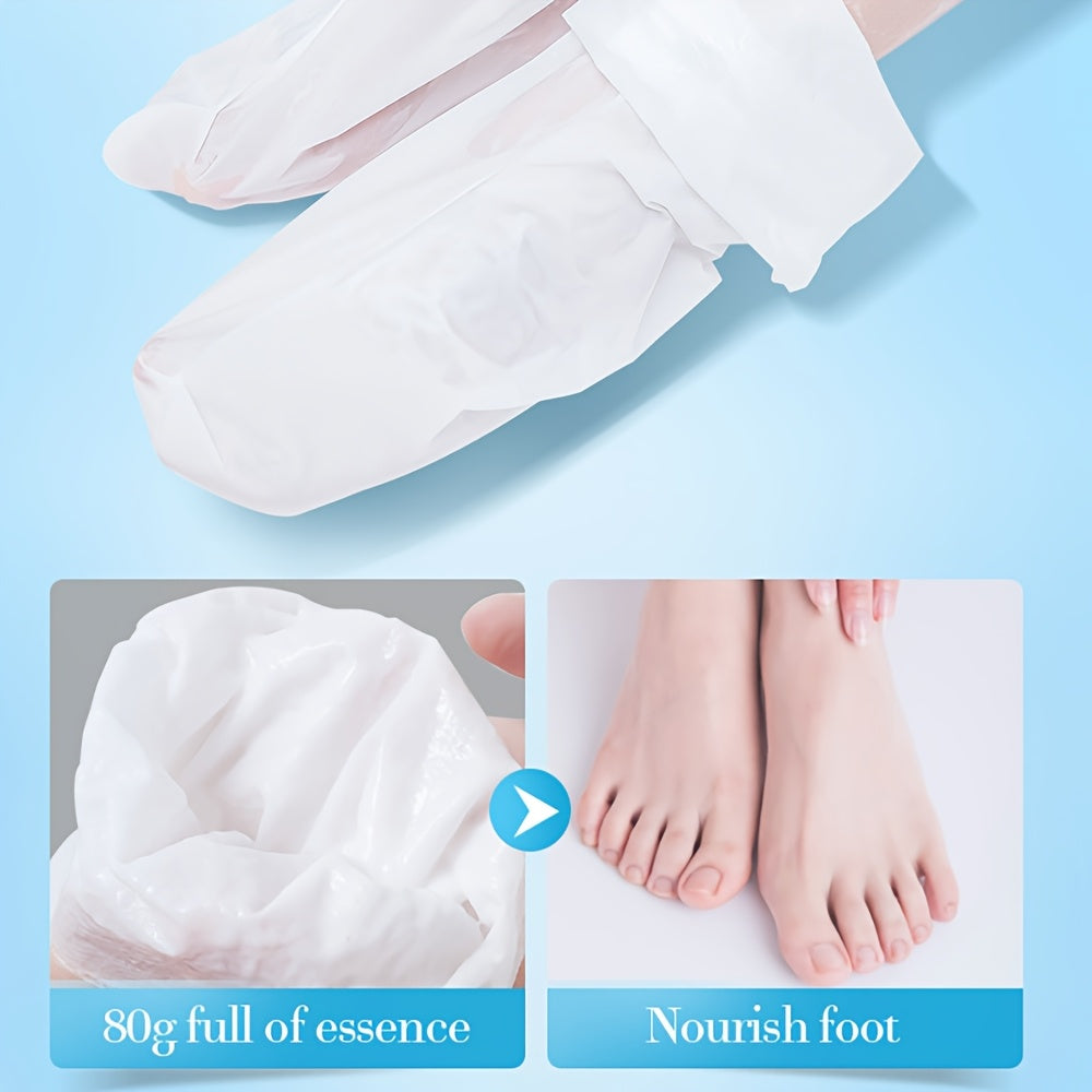 Goat Milk Extra-Long Foot Masks - 1 Pair, Aloe Scented, Moisturizing & Hydrating, Latex-Free for Soft Feet and Leg Care