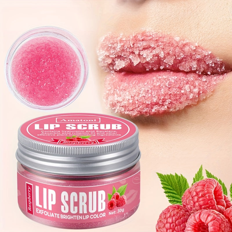Raspberry Flavored Lip Scrub 30g With Squalene, Deep Hydration Nourishment, Long-Lasting Moisturizing