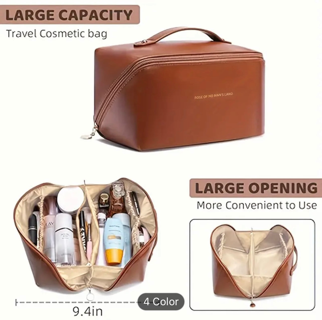 1pc Large Portable Capacity Cosmetic Bag For Women