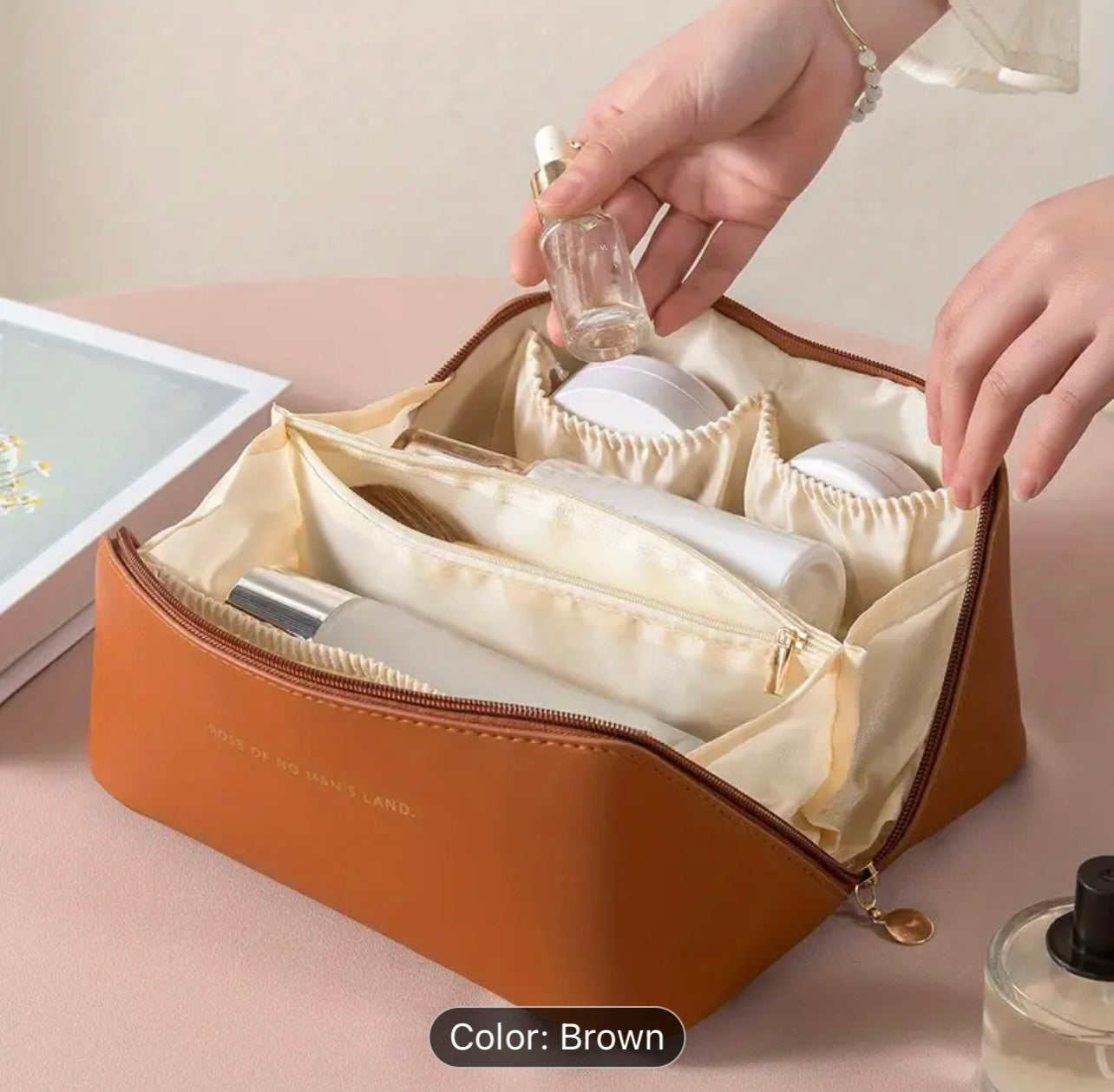 1pc Large Portable Capacity Cosmetic Bag For Women