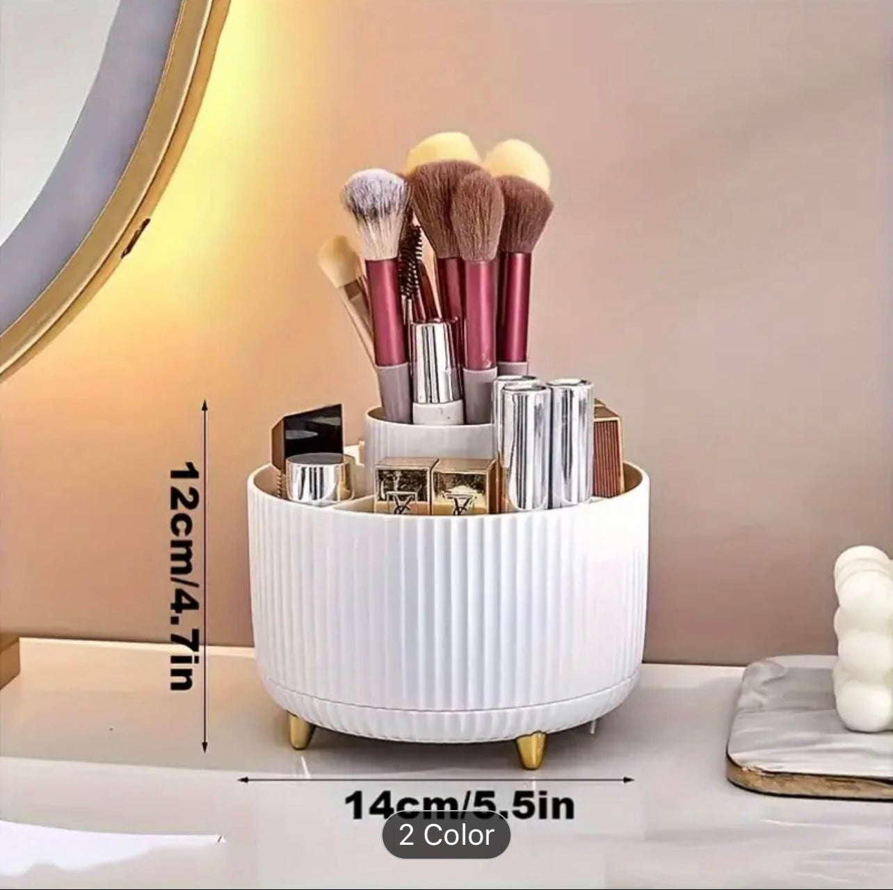 360° Rotating Desk Organizer: Cute Pen Cup Pot for Office, School, Home, Art Supplies - 5 Slots, 360° Rotation, Plastic Material