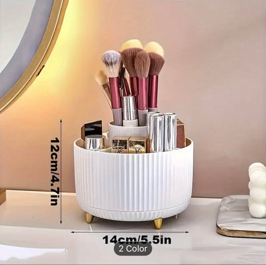 360° Rotating Desk Organizer: Cute Pen Cup Pot for Office, School, Home, Art Supplies - 5 Slots, 360° Rotation, Plastic Material