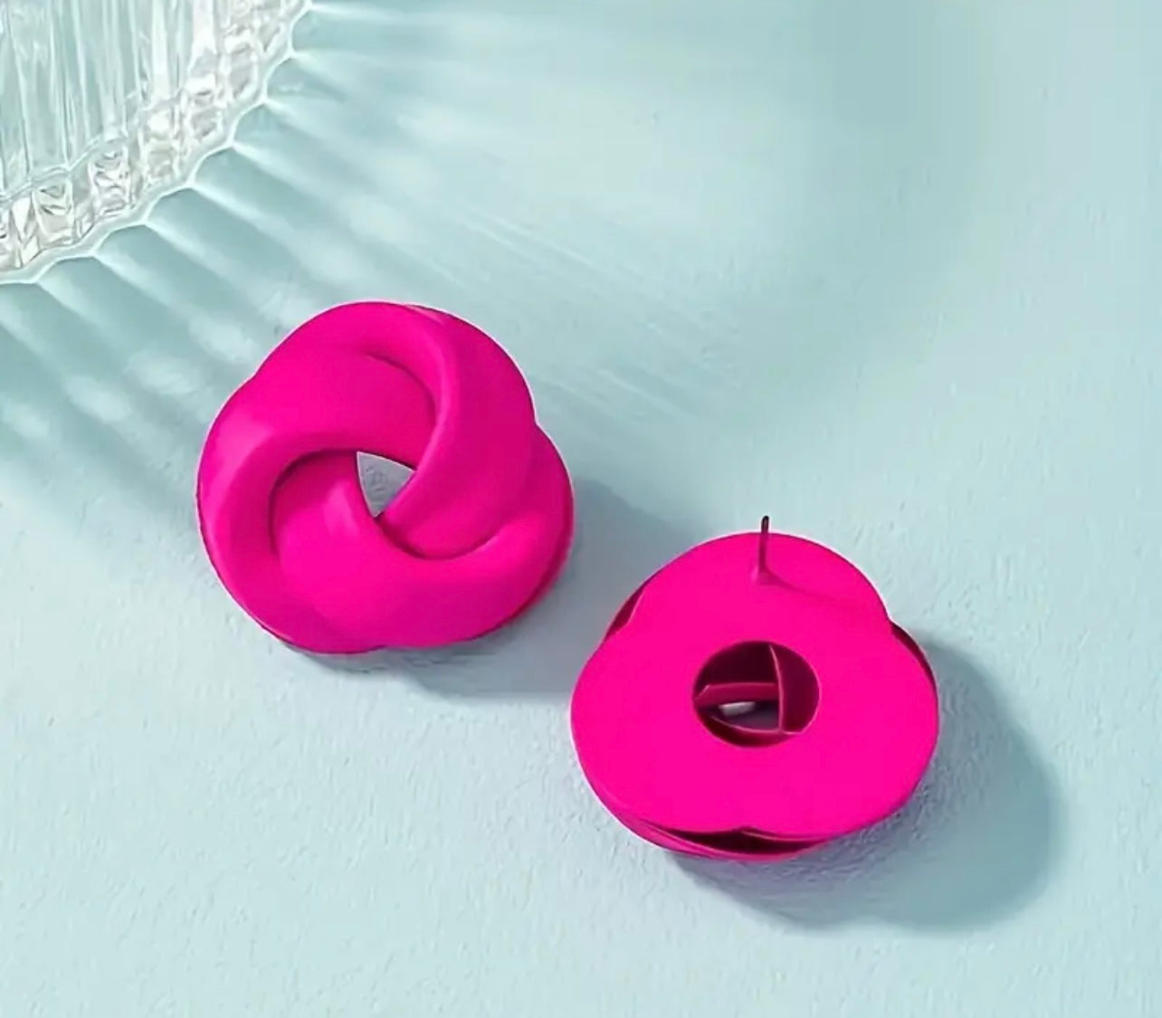 Rose Red Twist Stud Earrings Iron Ear Jewelry Simple Style