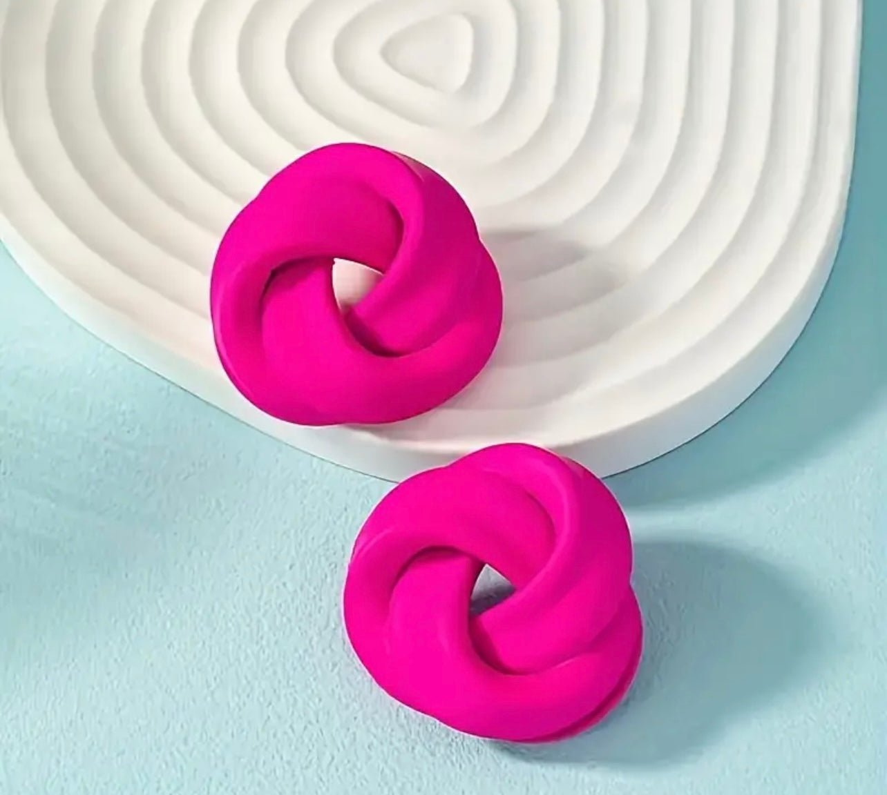 Rose Red Twist Stud Earrings Iron Ear Jewelry Simple Style