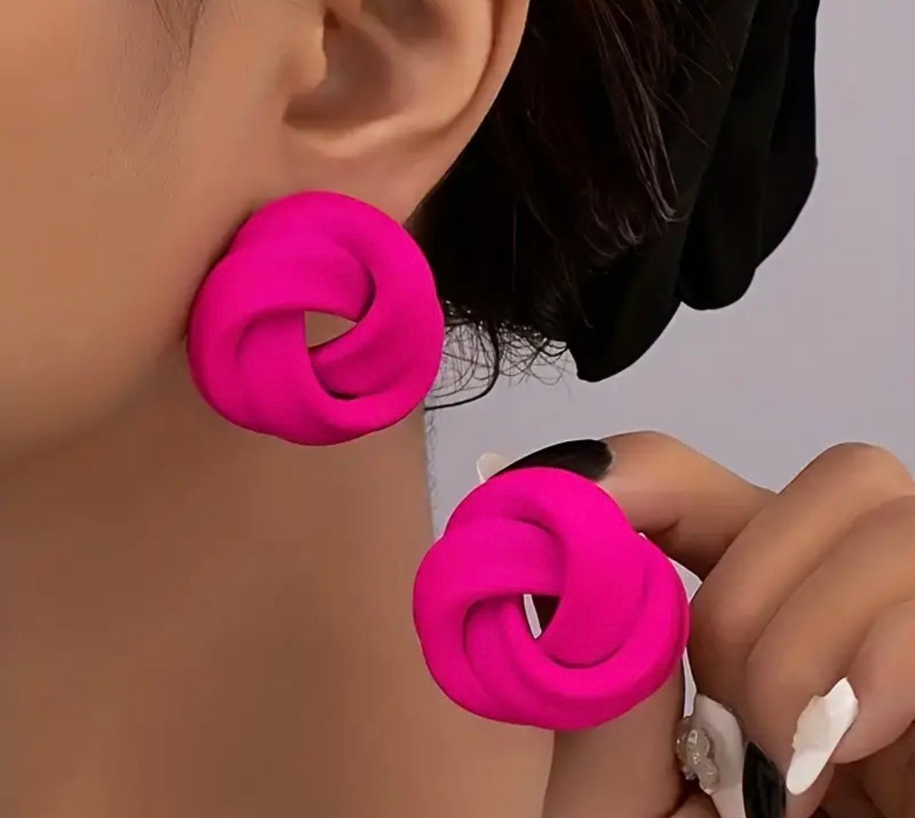 Rose Red Twist Stud Earrings Iron Ear Jewelry Simple Style