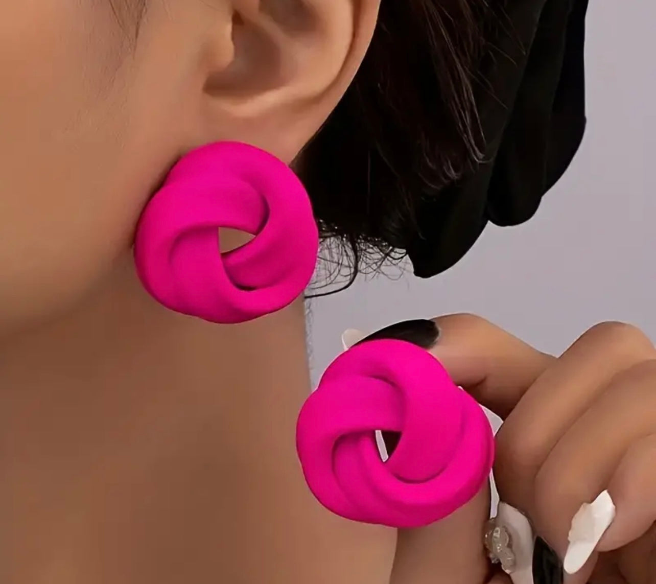 Rose Red Twist Stud Earrings Iron Ear Jewelry Simple Style