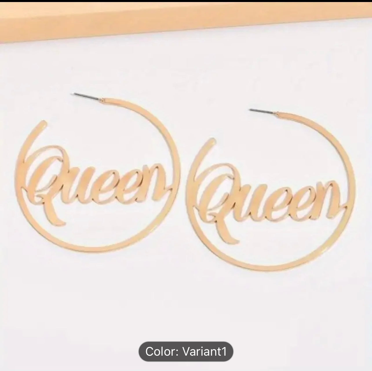 Large Hoop Earrings For Women With "Queen" Script, French Style, Sweet & Simple