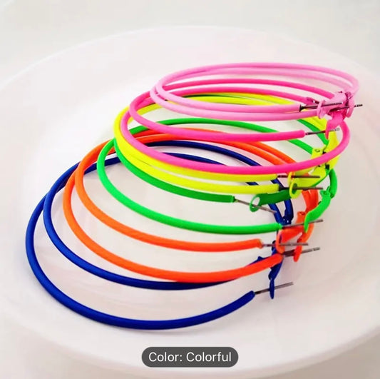 6 Pairs of Vibrant Colorful Hoop Earrings Set - Elegant